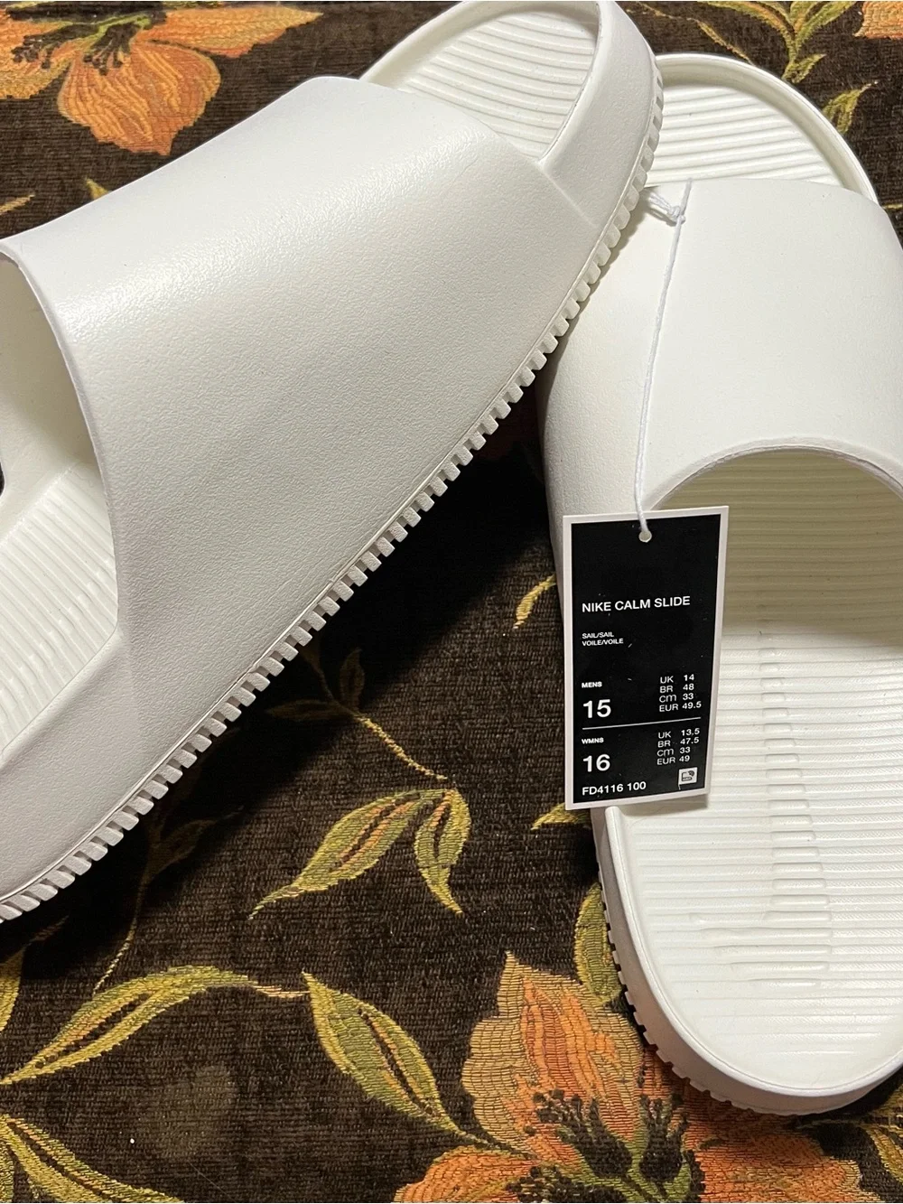 Nike White Calm Slide Sandals